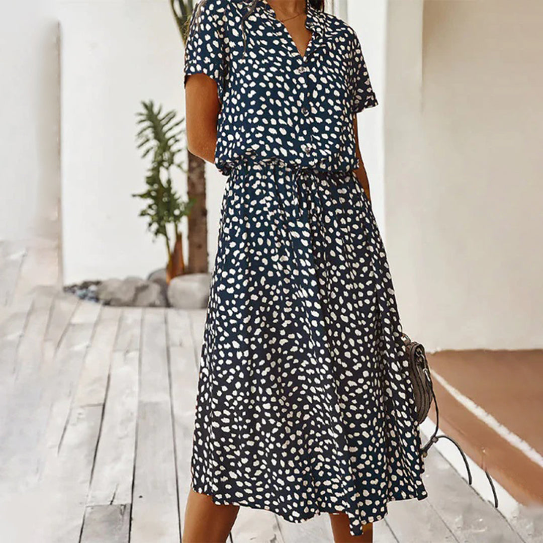 Levoire | Robe Avec Décolleté En V Imprimé Bleu foncé