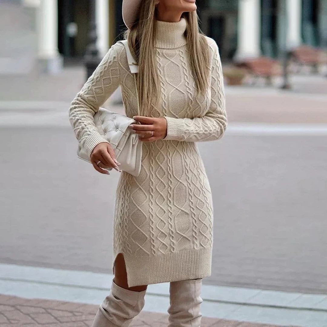 Levoire | Élégante Robe Bodycon À Manches Longues Beige