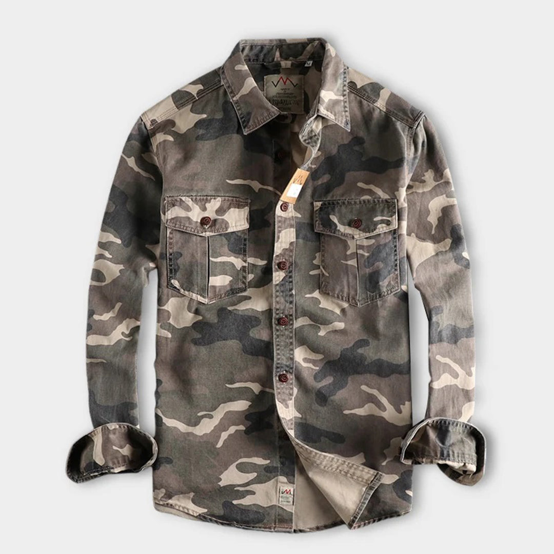 Levoire | Chemise Camouflage À Poches Khakigrünes Tarnmuster
