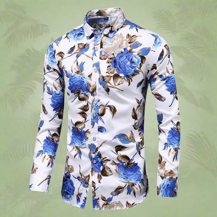 Levoire | Chemise Élégante À Motif Floral Bleue