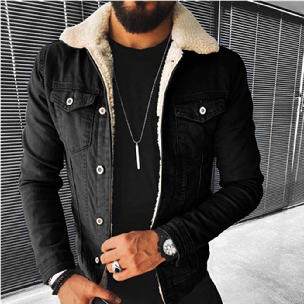 Levoire | Veste En Denim Doublée De Fourrure À Manches Longues