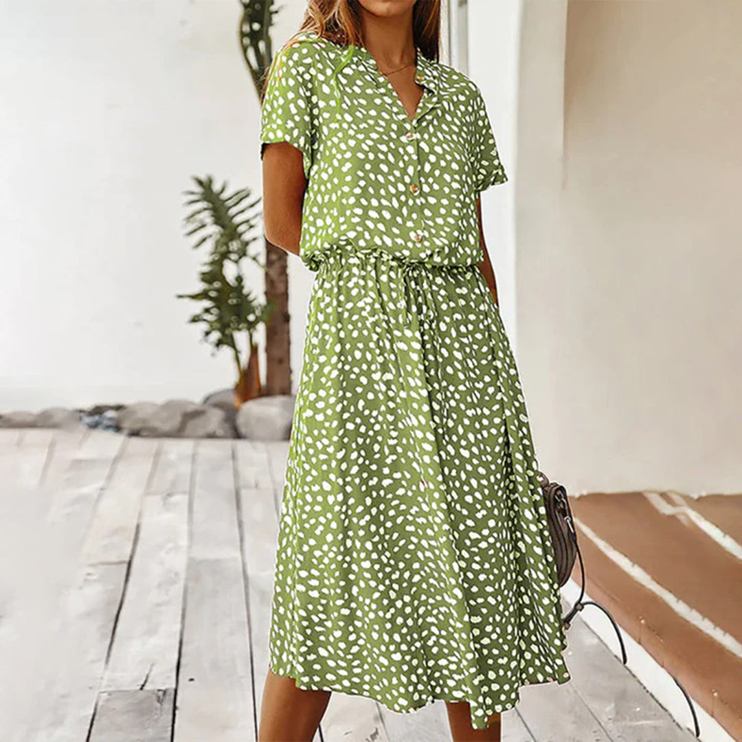 Levoire | Robe Avec Décolleté En V Imprimé Vert