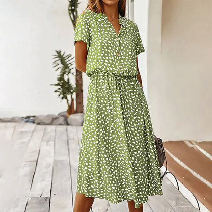 Levoire | Robe Avec Décolleté En V Imprimé Vert