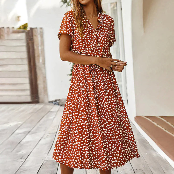 Levoire | Robe Avec Décolleté En V Imprimé Orange