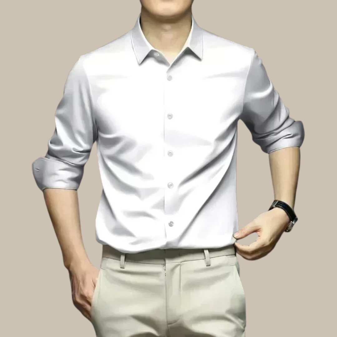 Levoire | Chemise En Soie Luxe Pour Hommes Dans Un Style Décontracté blanc