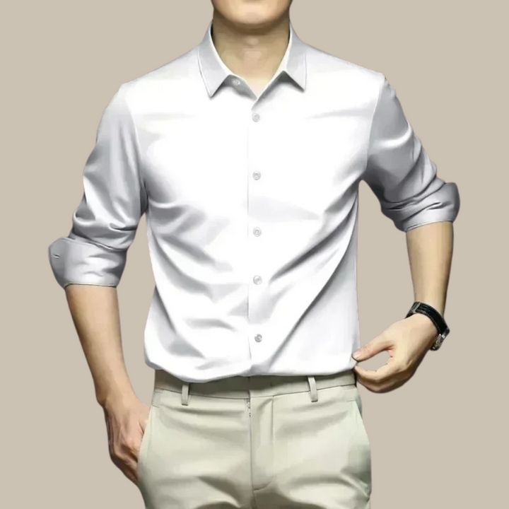 Levoire | Chemise En Soie Luxe Pour Hommes Dans Un Style Décontracté blanc