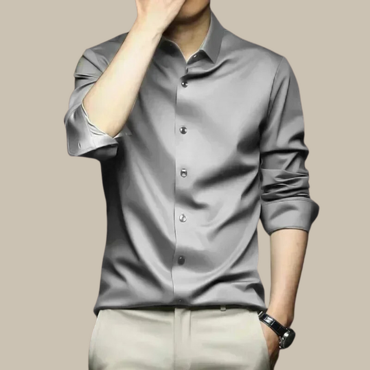 Levoire | Chemise En Soie Luxe Pour Hommes Dans Un Style Décontracté gris