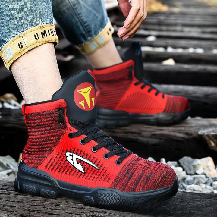 Levoire | Chaussures De Travail Respirantes Hautes Avec Détails Tricotés Pour Hommes Rot