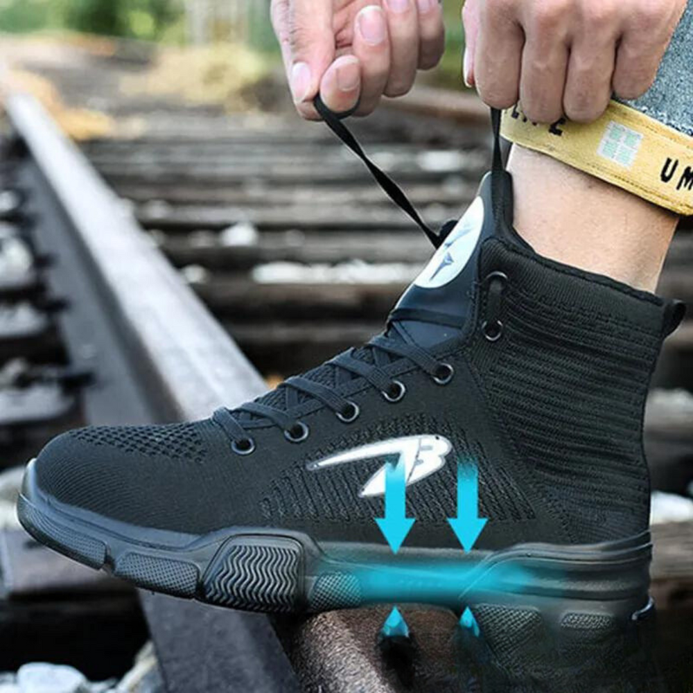 Levoire | Chaussures De Travail Respirantes Hautes Avec Détails Tricotés Pour Hommes