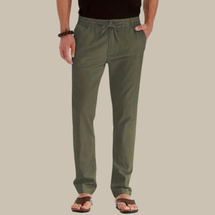 Levoire | Pantalons D'Été Confortables Avec Une Taille Élastique Et Une Coupe Ample vert olive