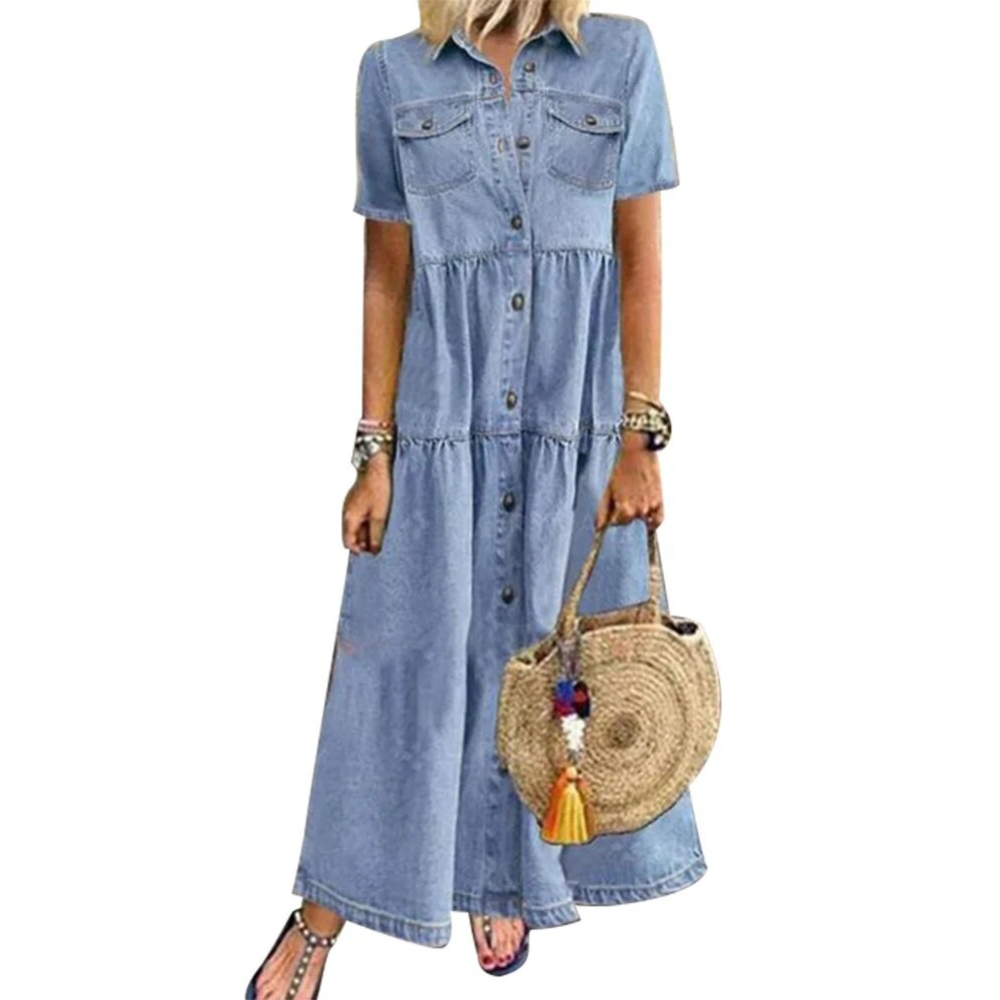 Levoire | Robe En Denim Avec Volants