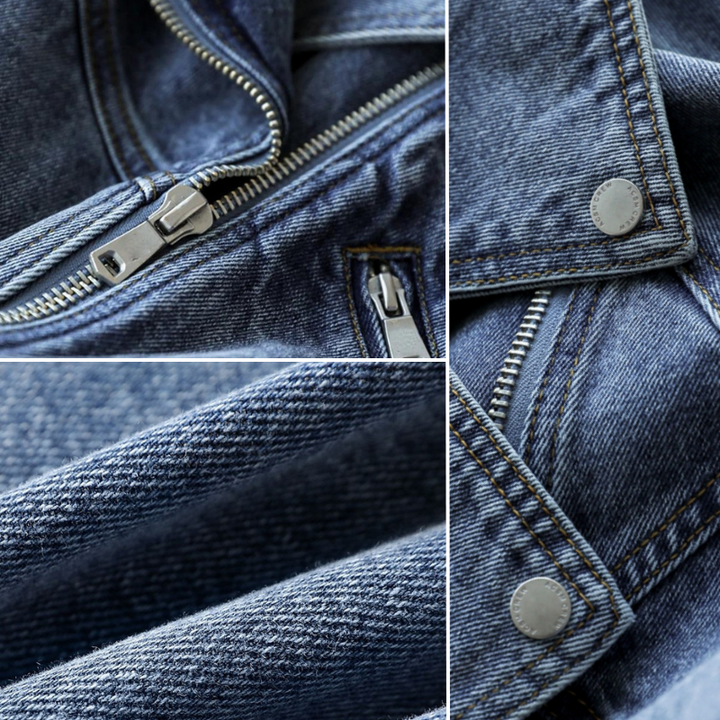 Levoire | Vinplukking Veste En Denim Lavée Avec Un Design Féminin Élégant