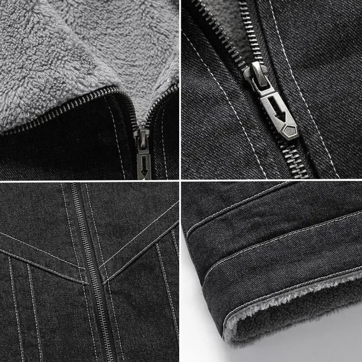 Levoire | Veste En Jean Zippée Doublée En Fleece À Manches Longues