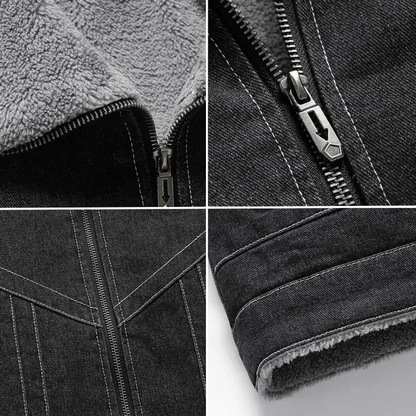 Levoire | Veste En Jean Zippée Doublée En Fleece À Manches Longues