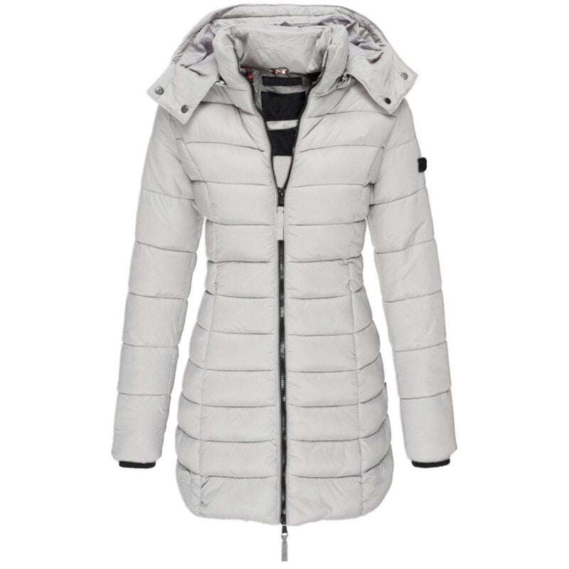 Levoire | Doudoune hiver doublée pour femmes avec capuche Gris
