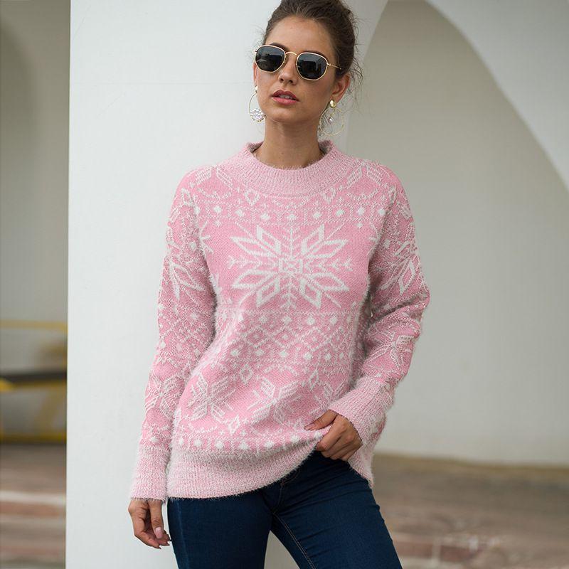 Levoire | motif à encolure ronde flocon de neige Rose