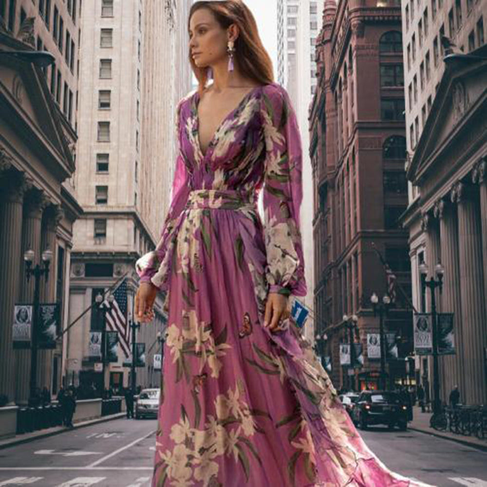 Levoire | Tissu De Haute Qualité Robe Longue Élégante Pour Femmes Lila