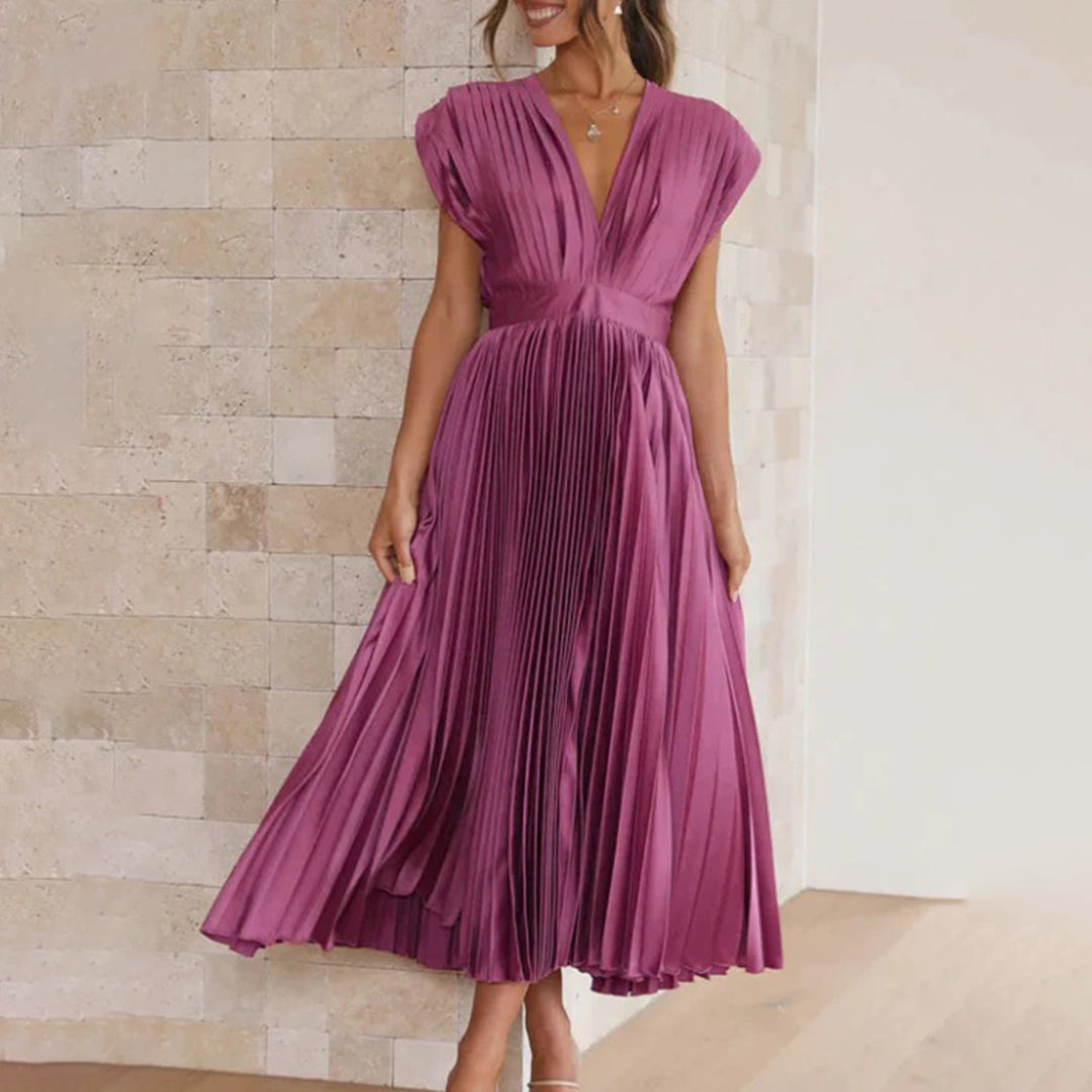 Levoire | Élégante Robe Maxi Plissée Électrique