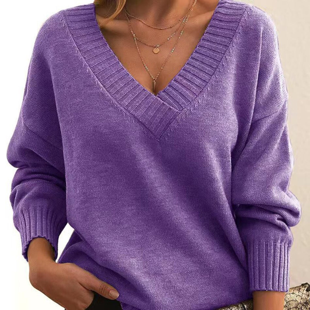 Levoire | Pull Décontracté À Col En V Lilas
