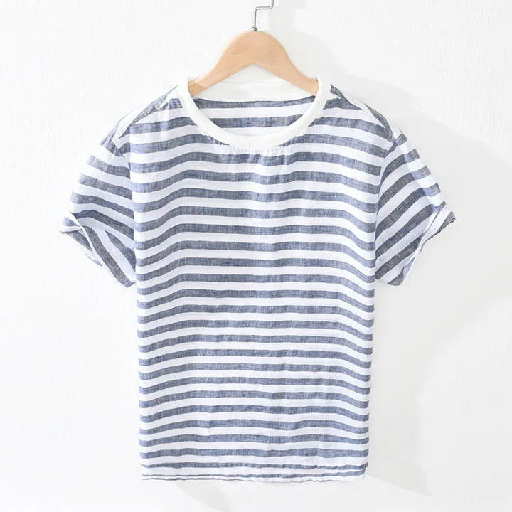 Levoire | Chemise En Lin Raye Decontracte Hommes Bleu