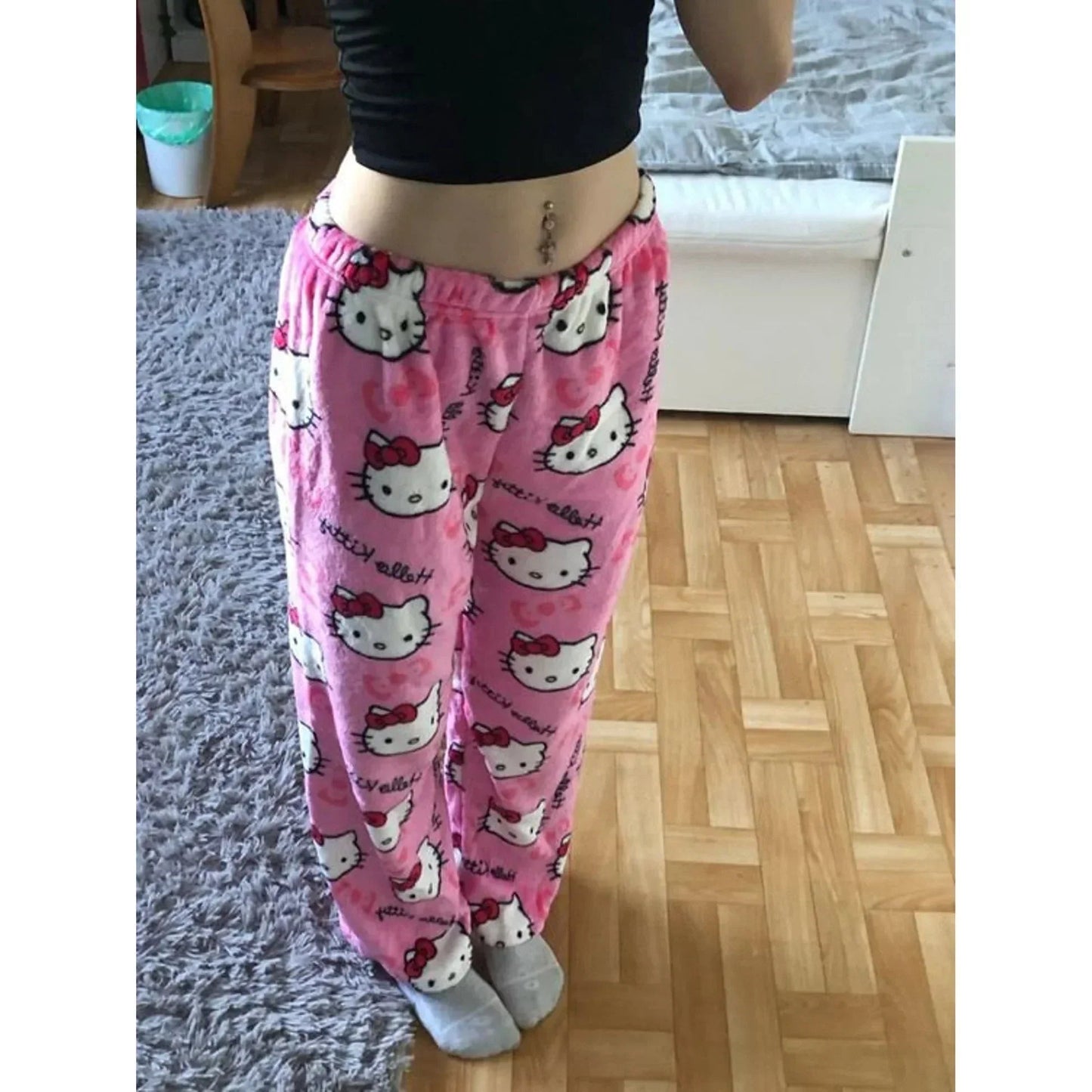 Levoire | Pantalon En Polaire Doux À Motif De Chat