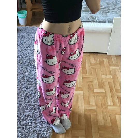 Levoire | Pantalon En Polaire Doux À Motif De Chat