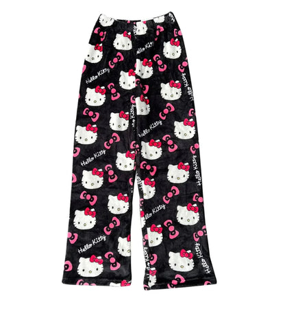 Levoire | Pantalon En Polaire Doux À Motif De Chat Noir