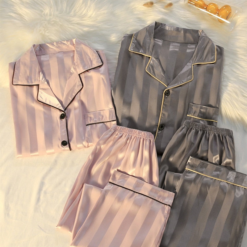 Levoire | Pyjama En Satin À Manches Longues Pour Hommes Et Femmes Rosa