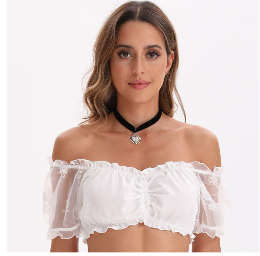 Levoire | Élégante Dirndlbluse Pour Femmes Blanc 5