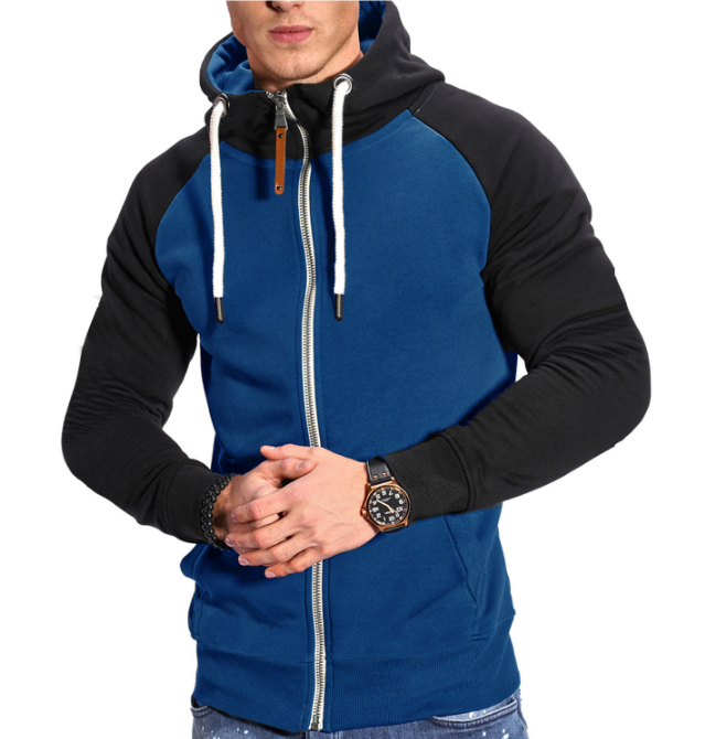 Levoire | Hoodie Confortable Zippé Manches Bleu - Noir