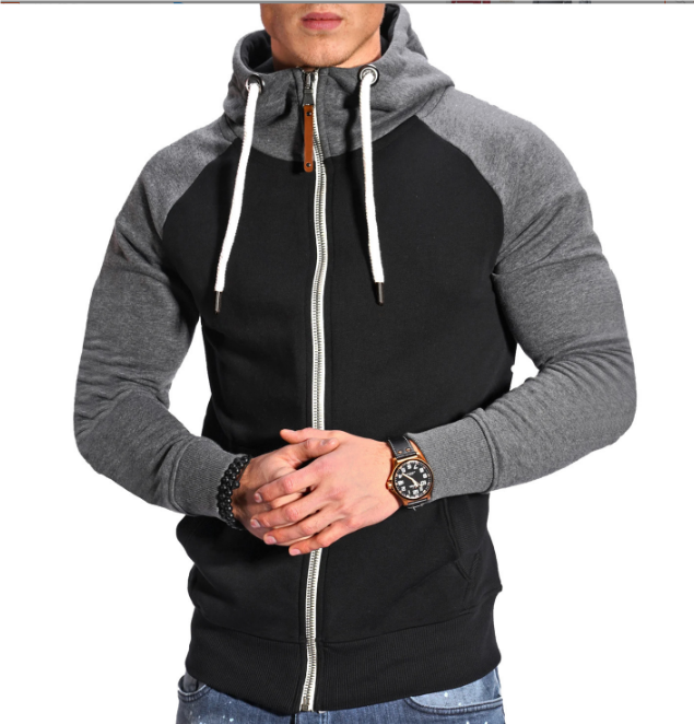 Levoire | Hoodie Confortable Zippé Manches Gris Foncé - Noir