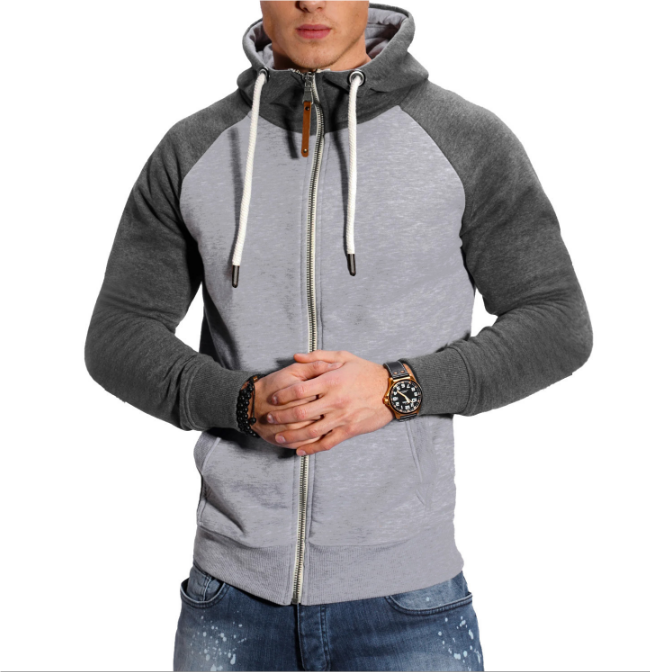 Levoire | Hoodie Confortable Zippé Manches Gris Foncé - Gris