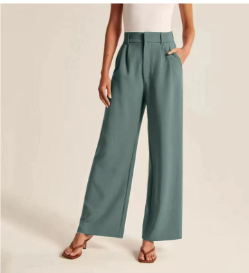 Levoire | Pantalon Élégant Pour Femmes Avec Jambes Larges Vert
