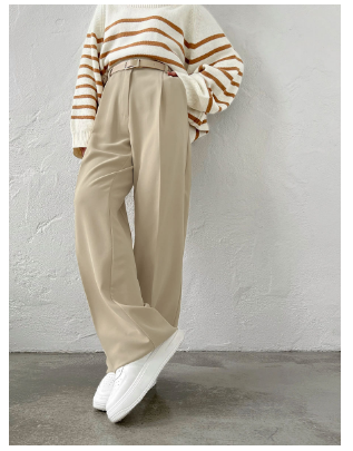 Levoire | Pantalon Confortable Pour Femmes Avec Coupe Droite Beige