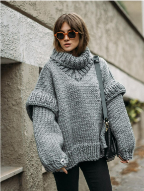 Levoire | Pull En Tricot Surdimensionné Confortable Pour Femmes Gris