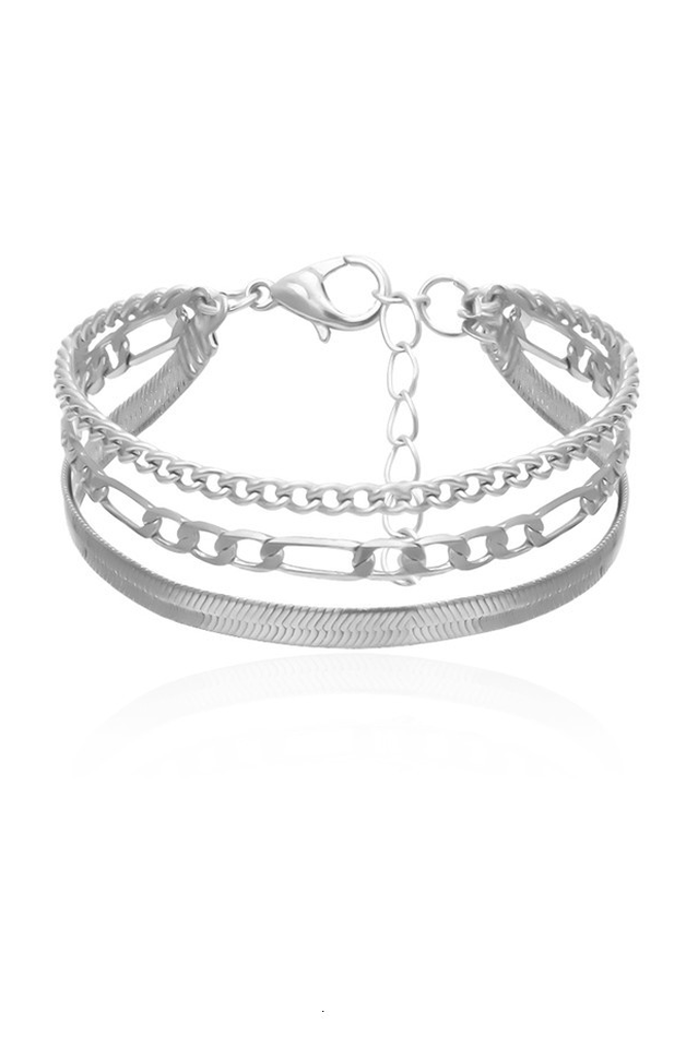 Levoire | Jupe Moniker Bracelet Chaîne Dorée Pour Femmes Argent 16cm+5cm