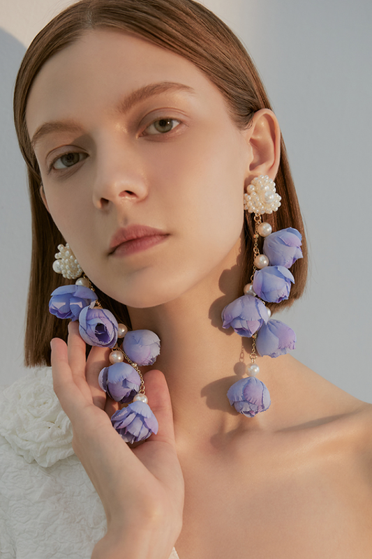 Levoire | Boucles D'Oreilles En Forme De Fleur Élégantes Lilas