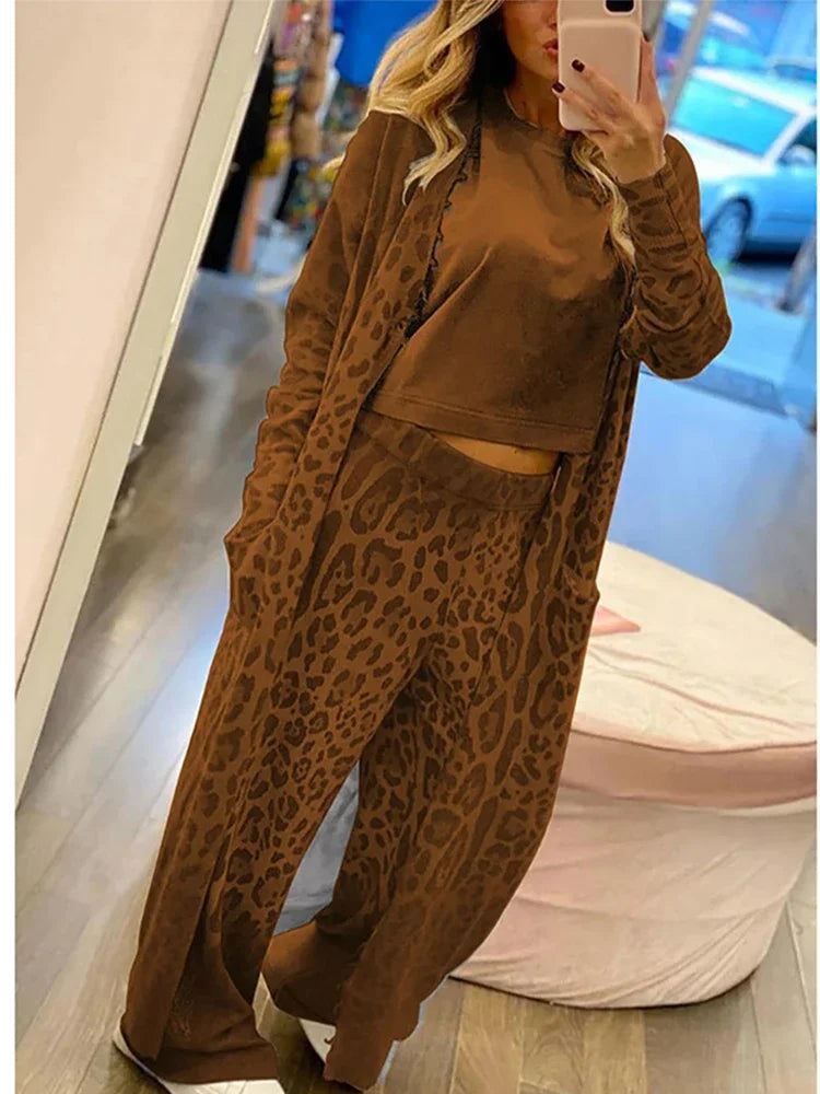 Levoire | Ensemble Pull-over et Pantalon Décontracté Braun