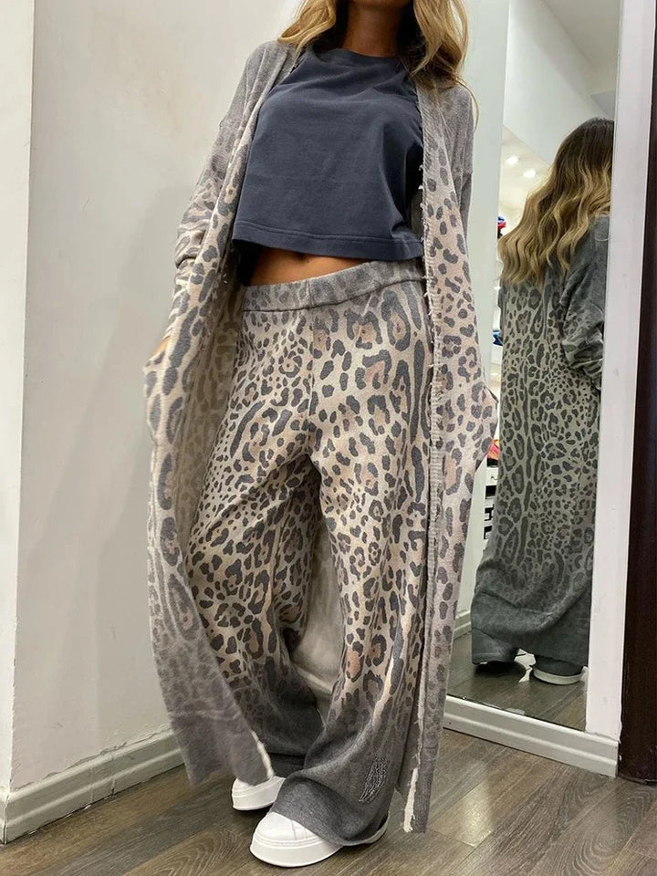Levoire | Motif Léopard Ensemble Deux Pièces Gris