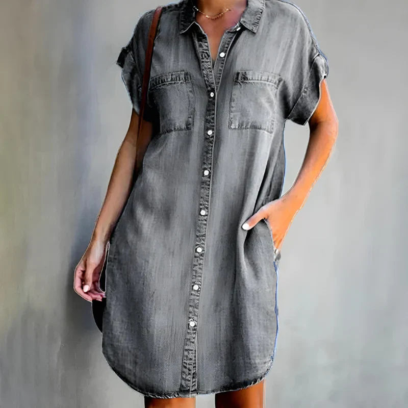 Levoire | Robe En Denim Confortable Et Décontractée Gris