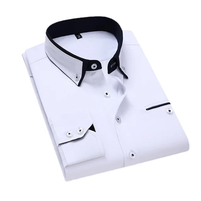 Levoire | Chemise À Manches Longues Stylée Pour Hommes Blanc