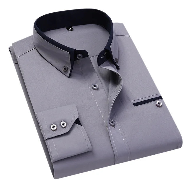 Levoire | Chemise À Manches Longues Stylée Pour Hommes Gris