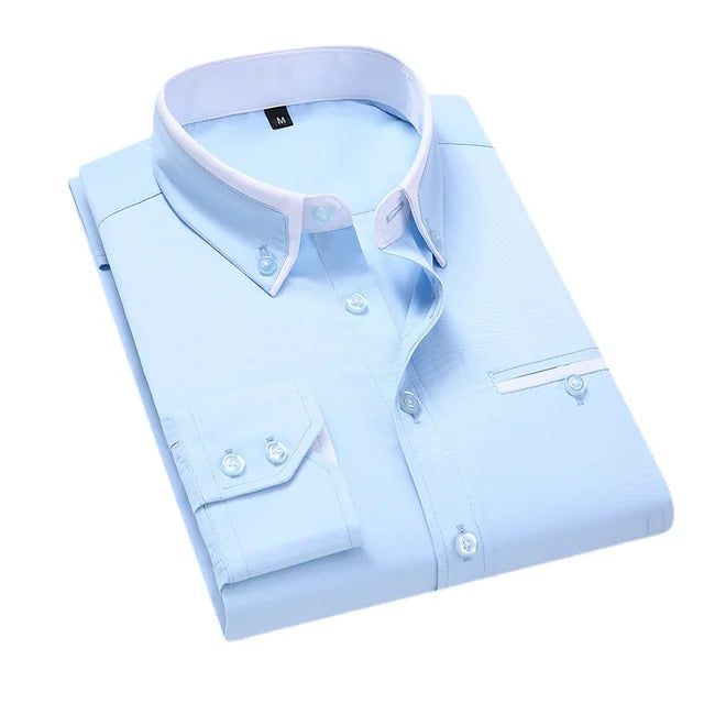Levoire | Chemise À Manches Longues Stylée Pour Hommes Bleu ciel