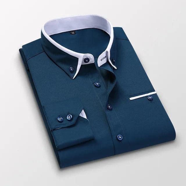 Levoire | Chemise À Manches Longues Stylée Pour Hommes Bleu diamant