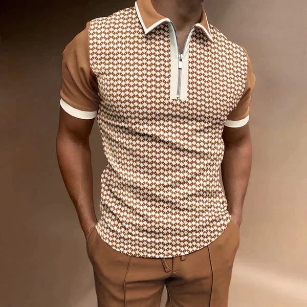 Levoire | Polo Élégant Avec Impression Moderne Beige