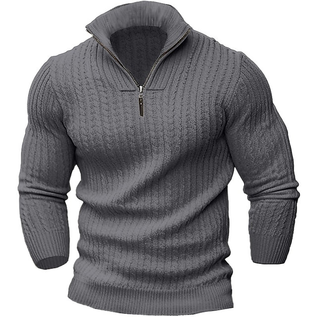 Levoire | Chaleur Pull à Manches Longues à Demi Fermeture Éclair Gris