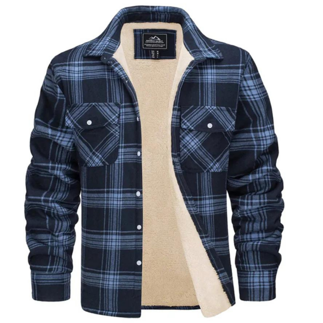 Levoire | Gilet À Carreaux Chaud Avec Boutons Bleu-Gris