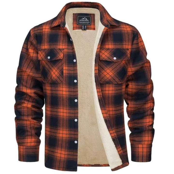 Levoire | Gilet À Carreaux Chaud Avec Boutons Orange