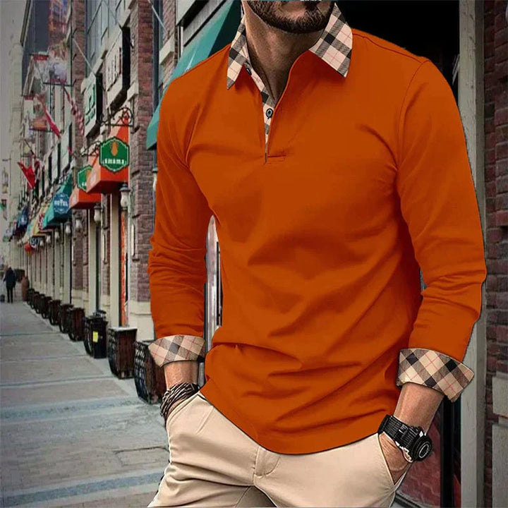 Levoire | Poloshirt À Manches Longues Elegant Polo Pour Hommes Orange