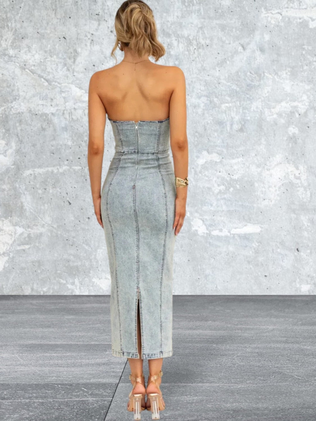 Levoire | Robe En Jean Tube À Fente Pour Femmes